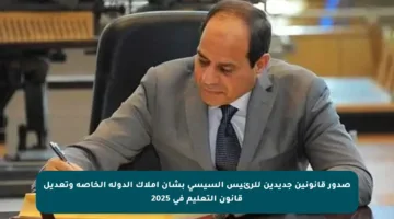 صدور قانونين جديدين للرئيس السيسي بشأن أملاك الدولة الخاصة وتعديل قانون التعليم في 2025